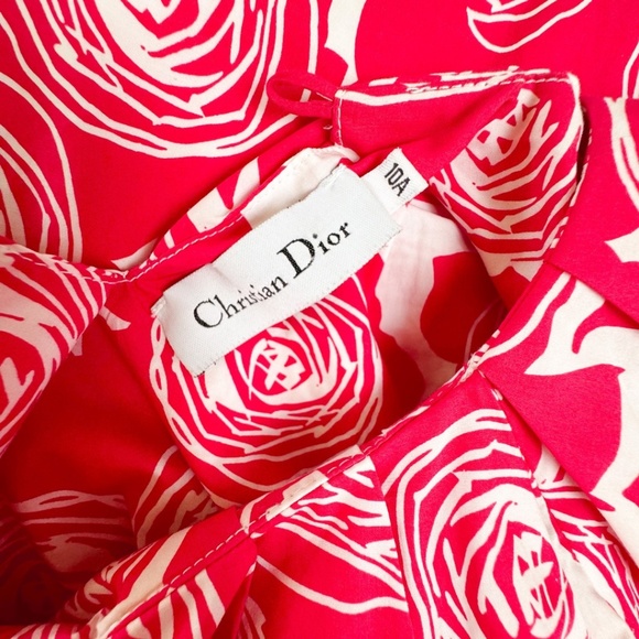 Dior Girl's Dress | Red & White Flower Pattern | Size 10Y - Picture 2 of 4